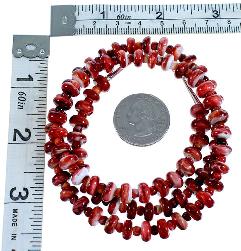Genuine Sterling Silver Red Oyster Shell Bead Necklace RX114819